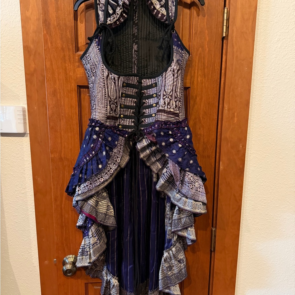 Renaissance Faire Costume Teal, Silk Sari Corset